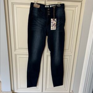 Indigo Rein Women's Dark Blue High Rise Skinny Jeans